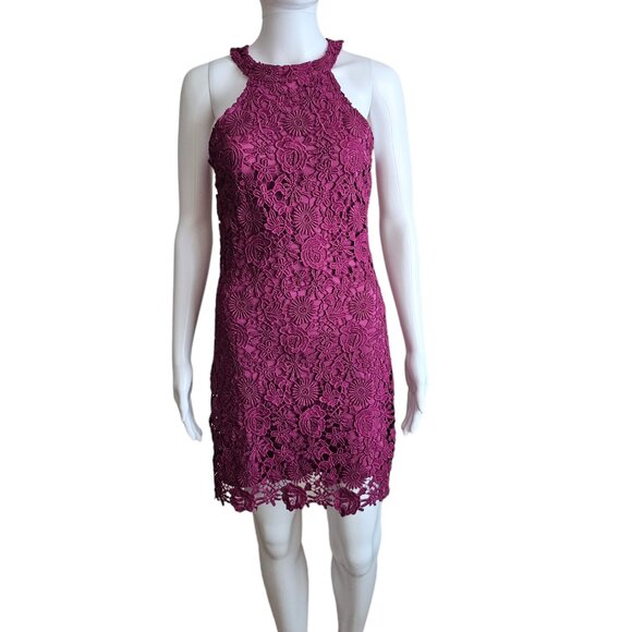 LULU'S Love Poem Magenta Lace Mini Dress- Size Small - Picture 3 of 7